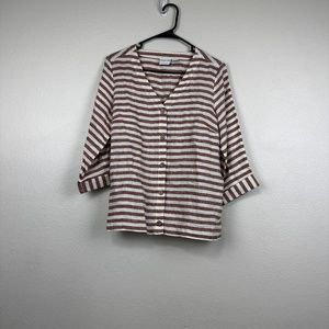 Rachel Zoe Stripped Linen Blouse Small